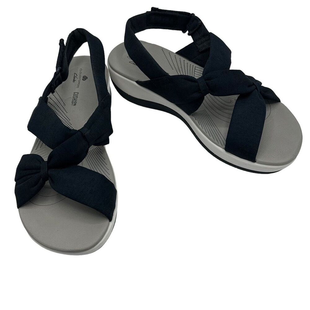 Clarks Cloudsteppers Womens Size 7 Arla Primrose Navy Strappy Sandals Comfort
